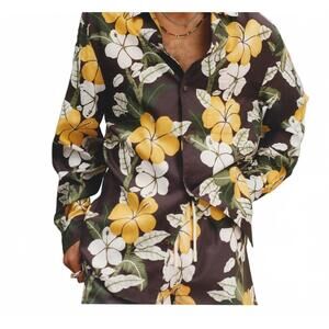 NEW TOMBOLO men’s night bloom floral long sleeve button-down shirt
